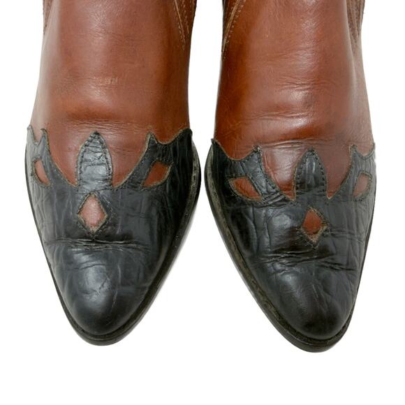 Vintage 90s Ellemenno Winona Western Booties Womens size 7 M Leather Shoes - Picture 7 of 16
